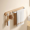 Aluminum Wood Bathroom Towel Bar with 2 Hooks Wall Mounted Hang Shelf