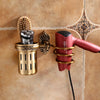 Antique Aluminum Hair Dryer Holder Nail-Free Wall Mount Bath Organizer