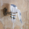 Antique Aluminum Hair Dryer Holder Nail-Free Wall Mount Bath Organizer