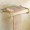 Antique Bathroom Accessory Carved Brass Hardware Wall Mount Towel Bar