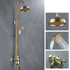 Antique Bathroom Shower Faucet Set Brass Rainfall Shower Mixer Tap