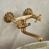 Antique Brass Basin Faucet Double Handle Hot Cold Rotatable Mixer Tap