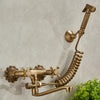 Antique Brass Basin Faucet Double Handle Hot Cold Rotatable Mixer Tap