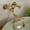 Antique Brass Basin Faucet Double Handle Hot Cold Rotatable Mixer Tap