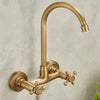 Antique Brass Basin Faucet Double Handle Hot Cold Rotatable Mixer Tap