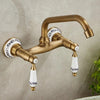 Antique Brass Basin Faucet Double Handle Hot Cold Rotatable Mixer Tap