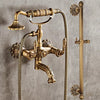 Antique Brass Bathtub Shower Faucet Set Dual Control Carved Mixer Tap