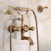 Antique Brass Bathtub Shower Faucet Set Wall Mounted with Swivel Spout