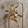 Antique Brass Bathtub Shower Faucet Set Wall Mounted with Swivel Spout