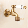 Antique Brass Bibcock Faucet Wall Mounted Water Washing Machine Tap