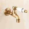 Antique Brass Bibcock Faucet Wall Mounted Water Washing Machine Tap