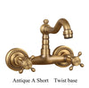 Antique Brass Ceramic Into The Wall Bathroom Washbasin Basin Faucet