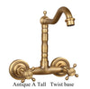 Antique Brass Ceramic Into The Wall Bathroom Washbasin Basin Faucet