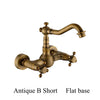 Antique Brass Ceramic Into The Wall Bathroom Washbasin Basin Faucet