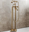 Antique Brass Floor Mounted Standing Bathtub Faucet Shower Mixer Set