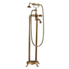Antique Brass Floor Mounted Standing Bathtub Faucet Shower Mixer Set