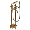 Antique Brass Floor Mounted Standing Bathtub Faucet Shower Mixer Set