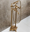 Antique Brass Floor Mounted Standing Bathtub Faucet Shower Mixer Set