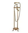Antique Brass Floor Mounted Standing Bathtub Faucet Shower Mixer Set