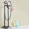 Antique Brass Floor Mounted Standing Bathtub Faucet Shower Mixer Set