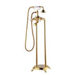 Antique Brass Floor Mounted Standing Bathtub Faucet Shower Mixer Set