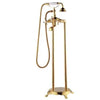 Antique Brass Floor Mounted Standing Bathtub Faucet Shower Mixer Set