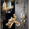 Antique Brass Mixer Valve Shower Set One Handle with Storage Holder