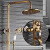 Antique Brass Mixer Valve Shower Set One Handle with Storage Holder