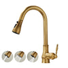 Antique Brass Pull Out Spout Kitchen Faucet Single Hole Mixer Tap