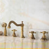 Antique Brass Widespread Bathroom Faucet Double Handle Water Mixer Tap