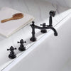 Antique Brass Widespread Bathroom Faucet Double Handle Water Mixer Tap