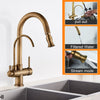 Antique Bronze Faucet Kitchen Pull Out Water Purifier Sink Faucet