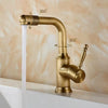 Antique Carved Brass Bathroom Basin Faucet Lavatory Water Mixer Tap