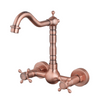 Antique Copper Red Brass Faucet Wall Mounted Two Handles Faucet