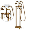 Antique Double Tube Handle Bathtub Faucet Set With Rainfall Handshower