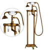 Antique Double Tube Handle Bathtub Faucet Set With Rainfall Handshower