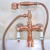 Antique Red Copper Brass Wall Mounted Bathroom Tub Faucet Mixer Tap