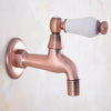 Antique Red Copper Wall Mounted Laundry Garden Washing Machine Faucet