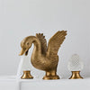 Antique Swan Bathroom Faucet Widespread Sink Tap Brass Basin Faucet