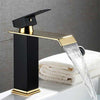 Basin Faucet Gold and White Waterfall Faucet Brass Bathroom Faucet