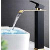 Basin Faucet Gold and White Waterfall Faucet Brass Bathroom Faucet