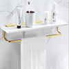 Bathroom Accessories Brushed Gold Bathroom Shelf Marble and Brass