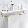 Bathroom Accessories Set Brushed Gold Bathroom Shelf Marble and Brass