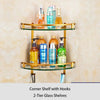 Bathroom Accessory Antique Brass Collection Glass Shelf with Towel Bar