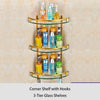 Bathroom Accessory Antique Brass Collection Glass Shelf with Towel Bar