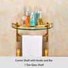 Bathroom Accessory Antique Brass Collection Glass Shelf with Towel Bar