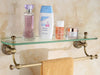 Bathroom Accessory Antique Brass Collection Glass Shelf with Towel Bar