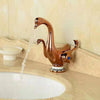 Bathroom Basin Faucet Double Handle Ceramic Swan Faucet Wash Faucet In 4 Colors