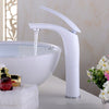 Bathroom Basin Faucet White and Black Solid Brass Sink Mixer Tap