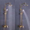 Bathroom Brass Shower 3 Functions Set Wall Mounted 8